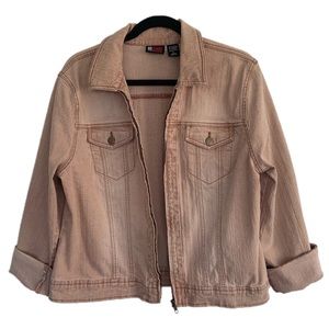 VINTAGE Large Blush Pink Denim Classic Jean Jacket